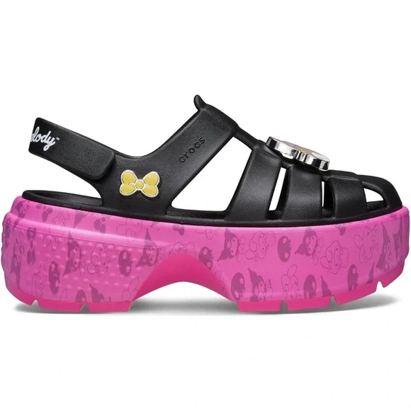 Hello Kitty Kuromi My Melody Stomp Sandals Crocs - Black / Pink - Picture 6 of 13